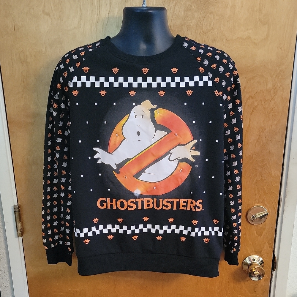 Womens Ghostbusters Light Up Ugly Christmas Sweater/Sweatshirt Size XL